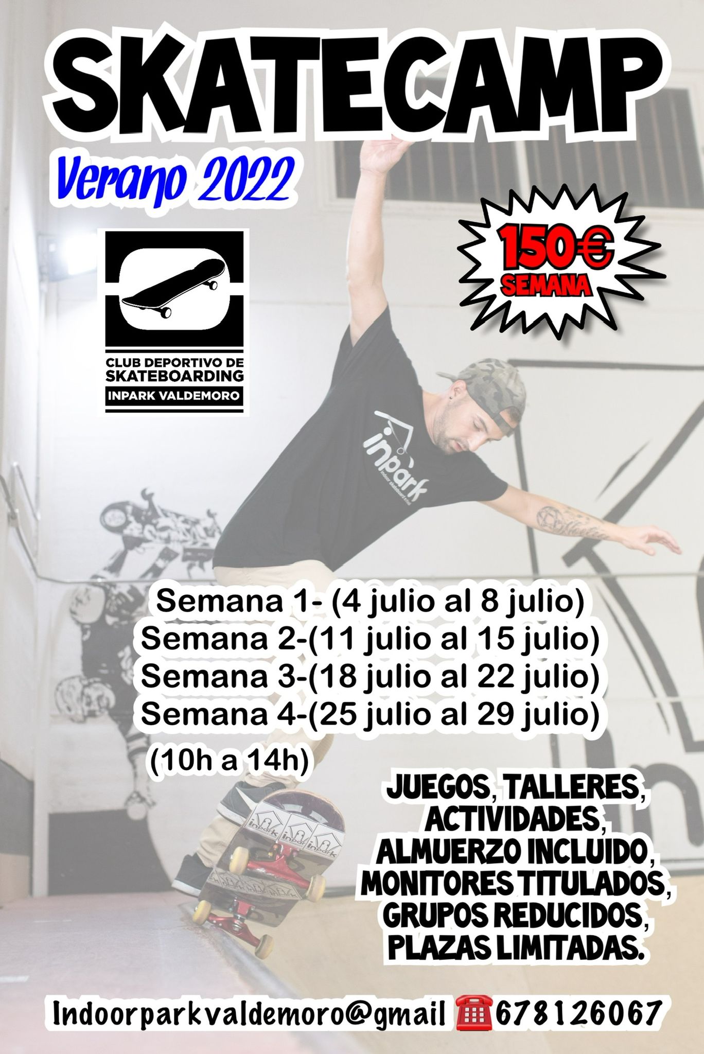 INDOOR SKATE CAMP Verano 2022 en Inpark