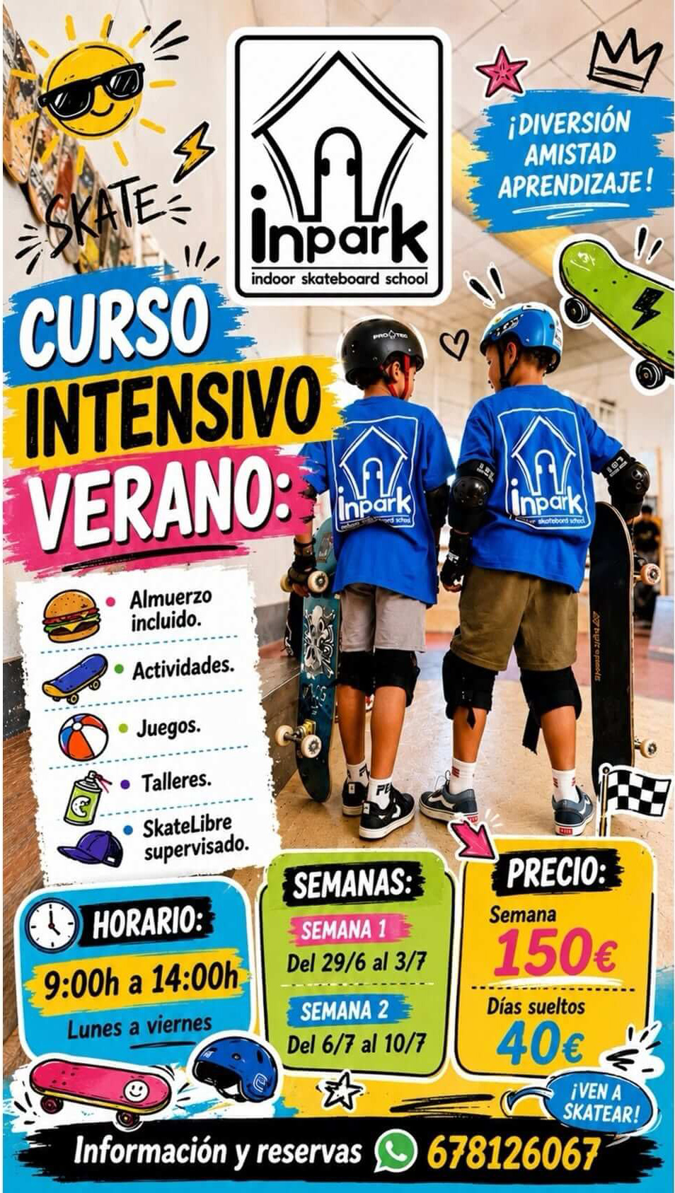 &iexcl;Este verano cambia las pantallas por el skate! Llega el Curso Intensivo de Verano de Inpark