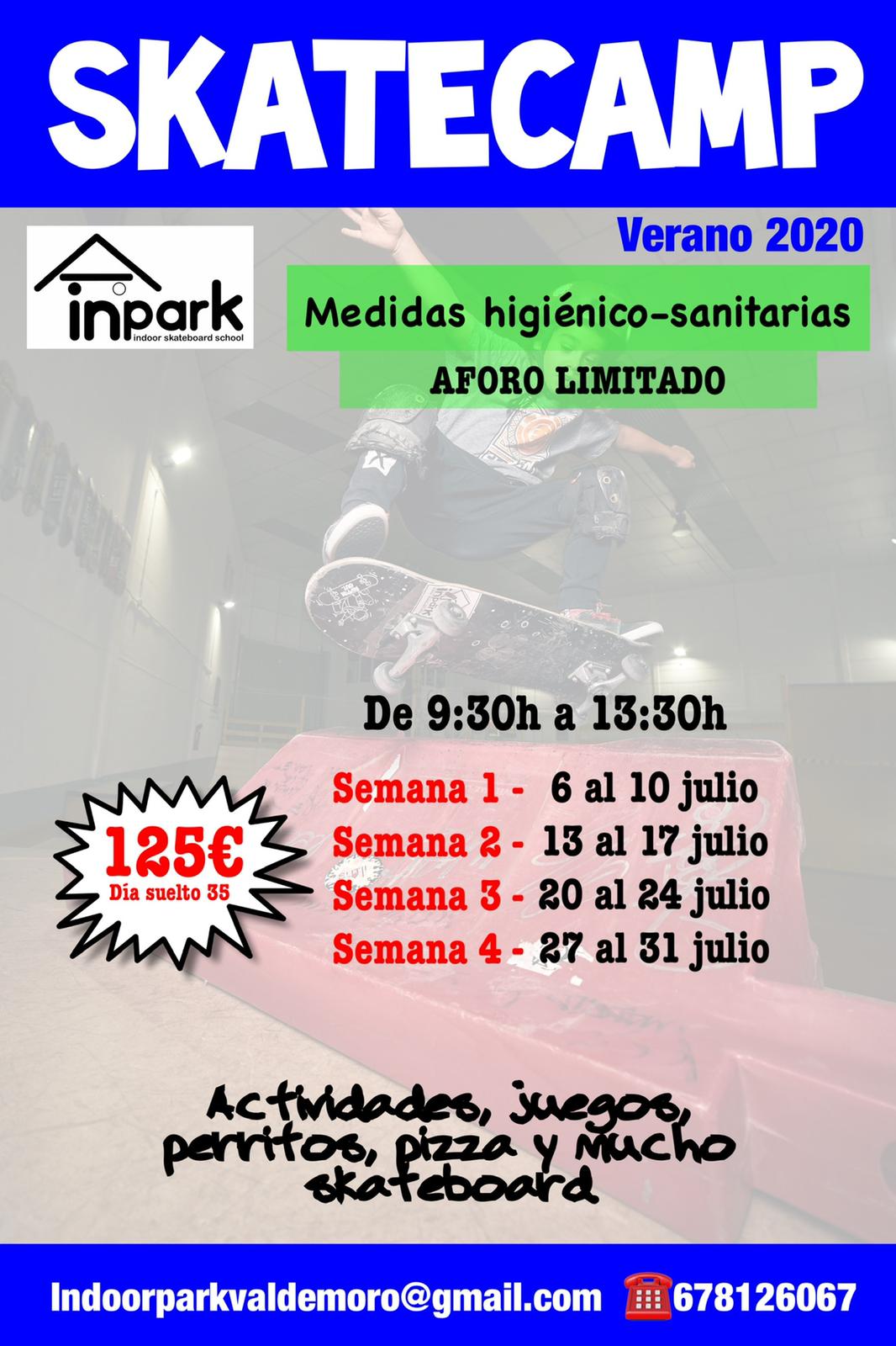 SKATECAMP JULIO 2020. Del 6 de Julio al 31 de Julio